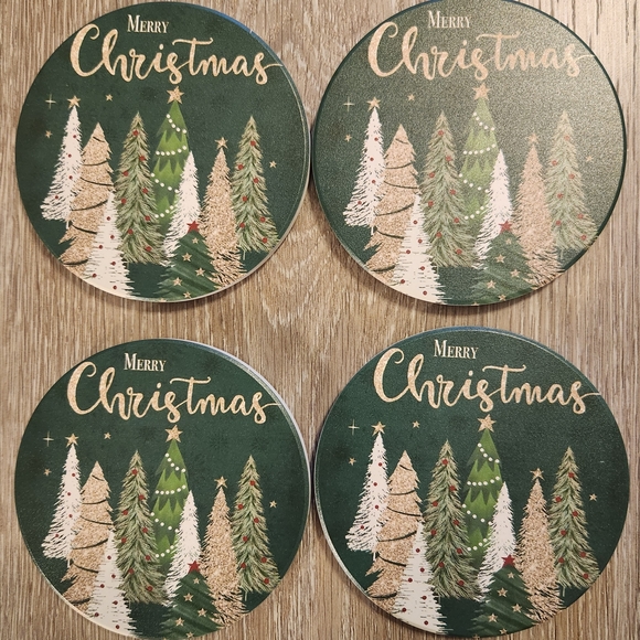 Other - Festive Green Christmas Coasters Set